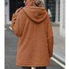 Women's  Loose   And Winter Thick Plush Zip Contrast Patchwork Hooded Jacket