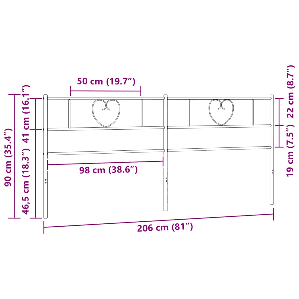 Replacement Headboard Metal White 200 cm