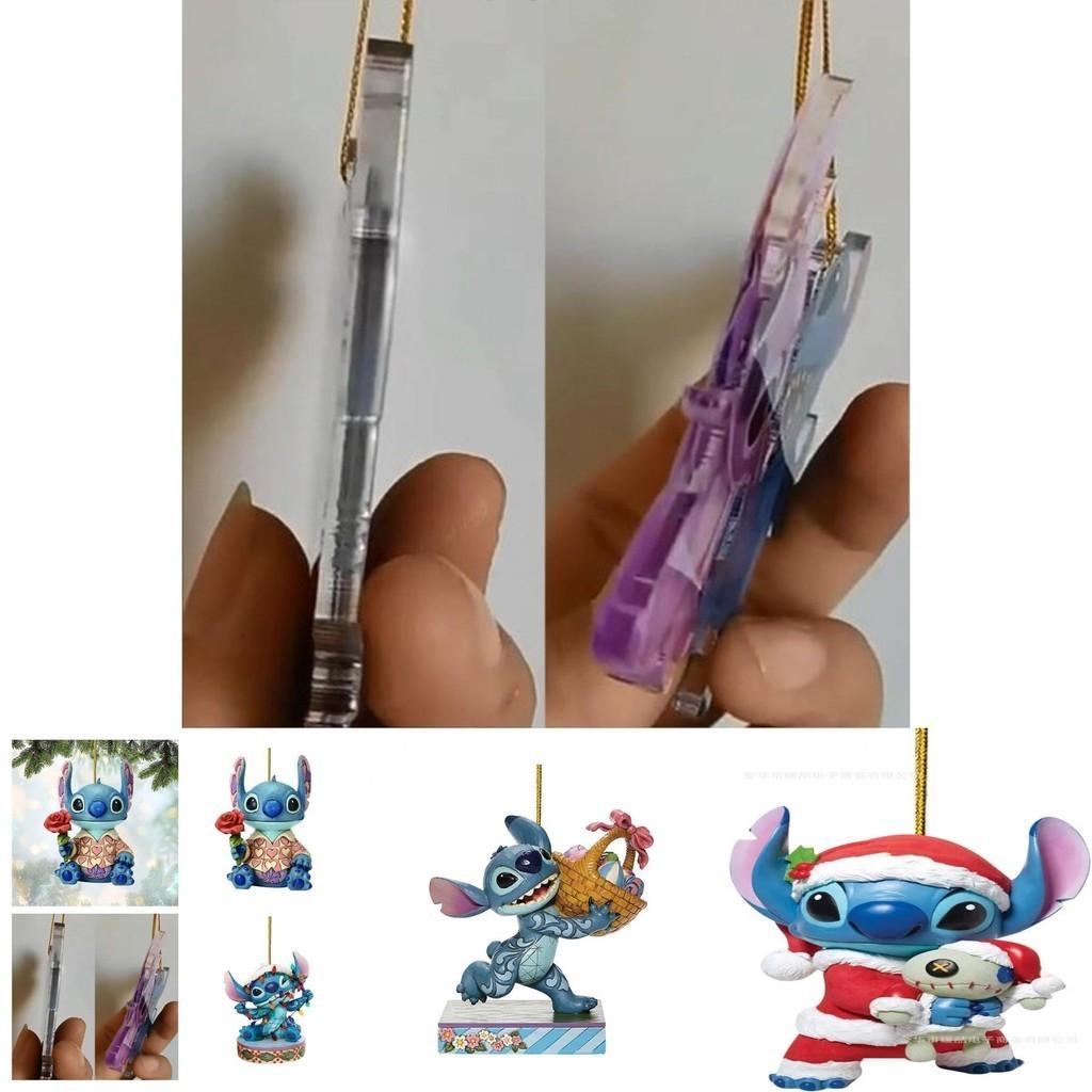 Enchanting Cartoon Anime Stitch Acrylic Pendant Christmas Tree Decoration Diy Crafts