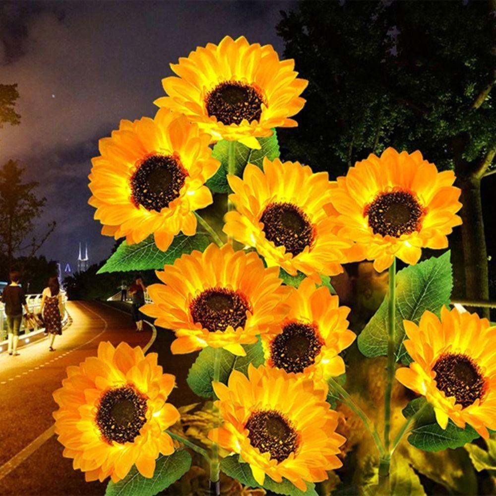 Solar Powered LED Solar Sunflower Lights Waterproof LED Light Night Lights Night Light Simulation Design Atmosphere Lamp