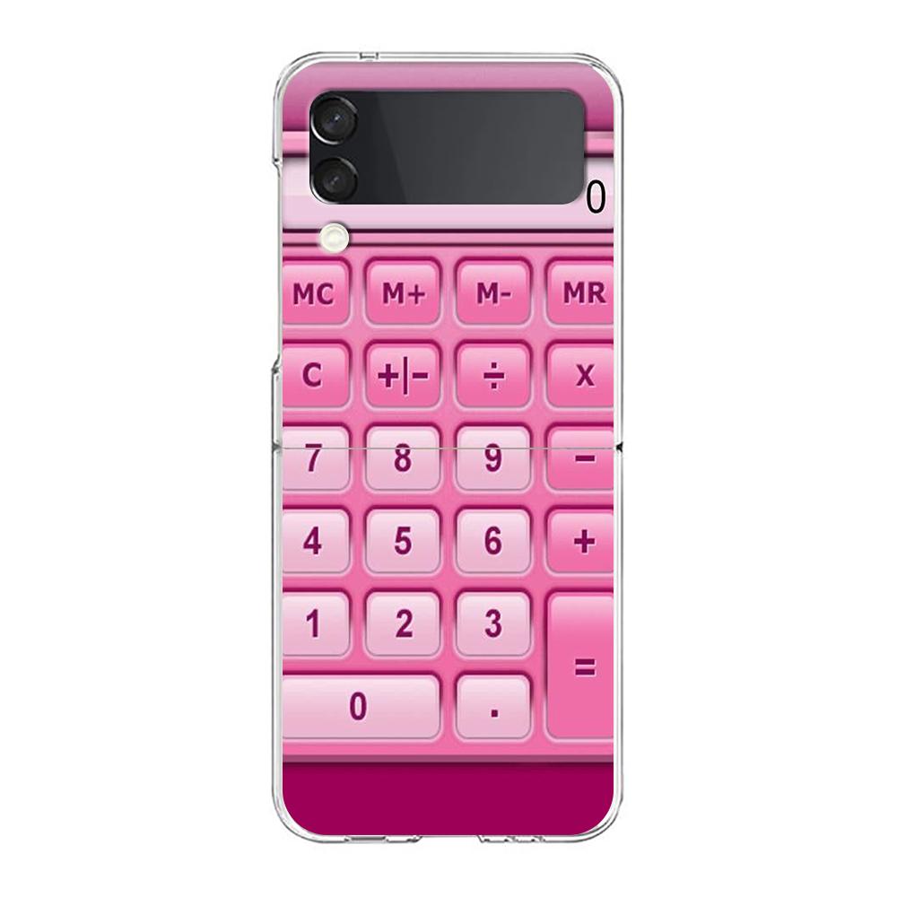 Phone Cover For Samsung Galaxy Z Flip 6 5 4 Case Transparent For Samsung Z Flip 3 Hard PC Foldable Shell Retro Calculator Capas