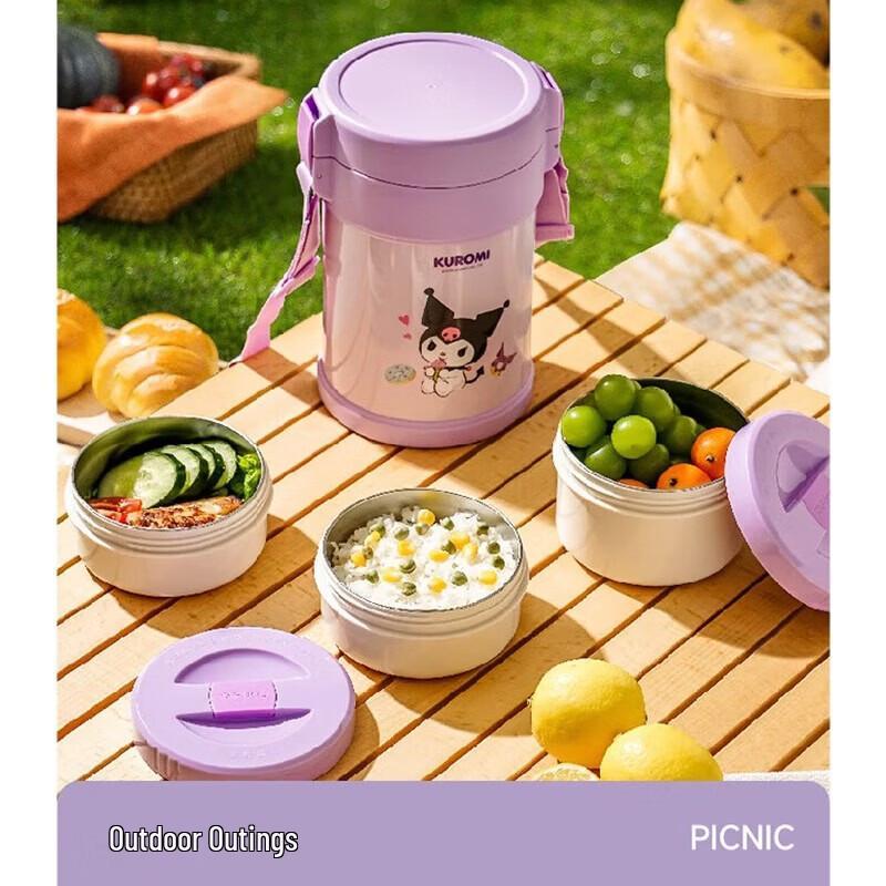 TAFUCO Sanrio Hello Kitty 2 л, 3-ярусный термоизолированный ланч-бокс