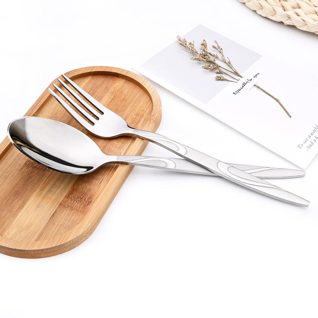 4PCS Western Vintage Silver Dinnerware Accessorie 18/10 Stainless Steel Set Repeatable Metal Spoons Fork Tableware for Kitchen Set
