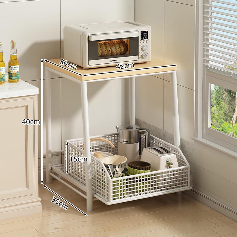 Kitchen Microwave Oven Shelf with Drawer