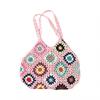 Women Tote Bag Floral Crochet Large Capacity Handmade Vintage Multicolor Hollow Out Handbag for Travel