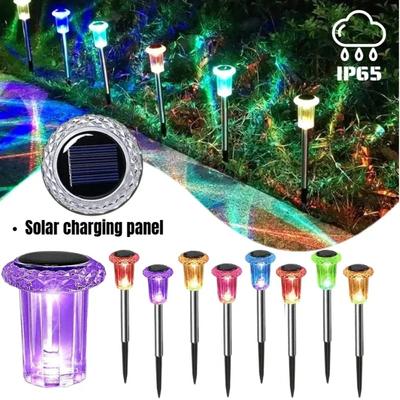 6 шт. Солнечная уличная лампа RGB ночные огни IP65 водонепроницаемая нержавеющая сталь длительный срок службы батареи сад двор дорожка газон декор