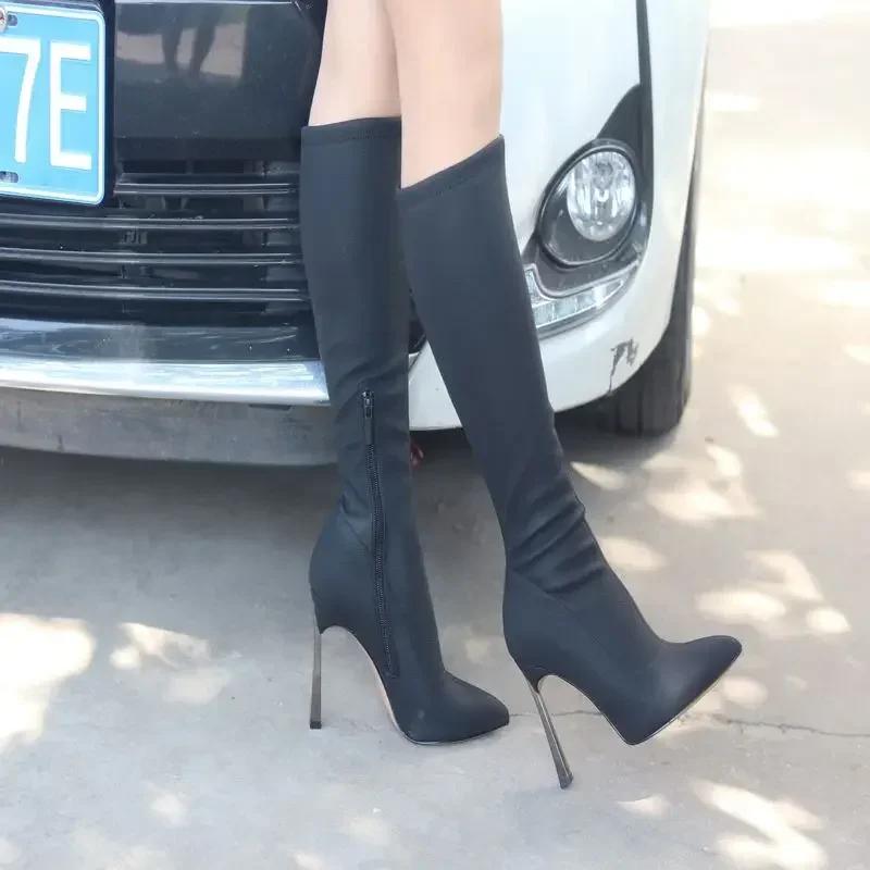 Элегантные высокие каблуки женские длинные сапоги новинка в шикарной распродаже обуви 2024 года тренд Y2k удобные сапоги женские туфли выше колена