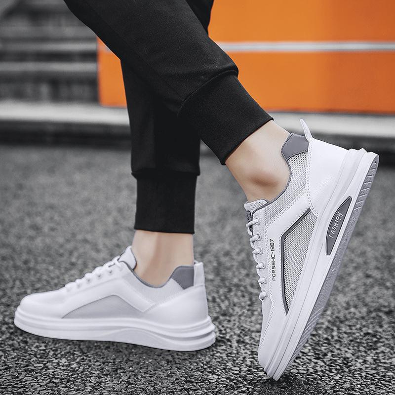 Сетчатая мужская обувь летняя дышащая тонкая мягкая подошва нескользящая маленькая белая обувь молодежная спортивная и повседневная обувь низкие модные туфли