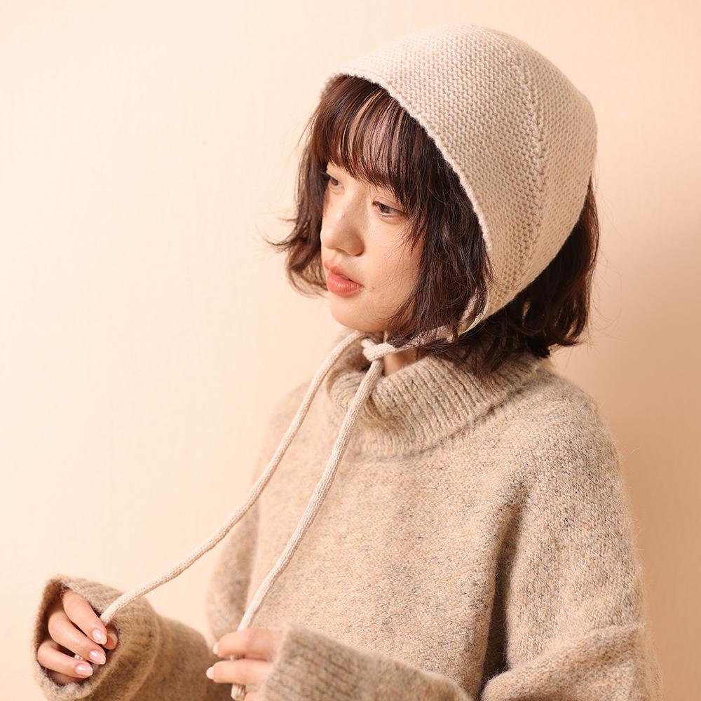 Осенне-зимняя женская красная вязаная повязка на голову с защитой ушей, новая женская студенческая теплая модная универсальная шапка-шарф для защиты ушей