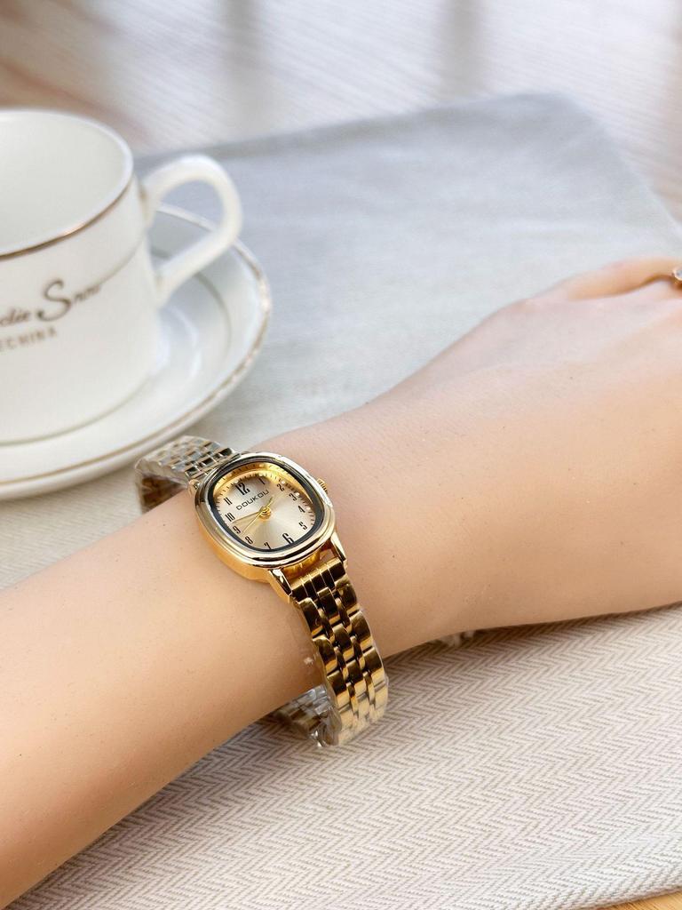 Женские минималистичные кварцевые часы с эллиптическим циферблатом и цифровыми метками, стальной браслет, маленькие наручные часы