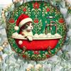 Винтажное Металлическое Настенное Искусство Кот Декор Рождественская Шапка Санты Домашний Подарок