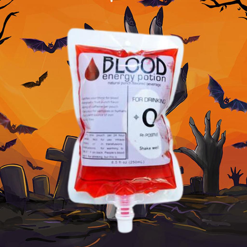 10Pack Blood Bag for Drinks Reusable Container Juice Pouch Prop for Vampire Corpses Theme Party Decoration