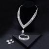 Water Drop Necklace Earring Bracelet Set With Zirconia For Bridal Wedding Dress Accessories