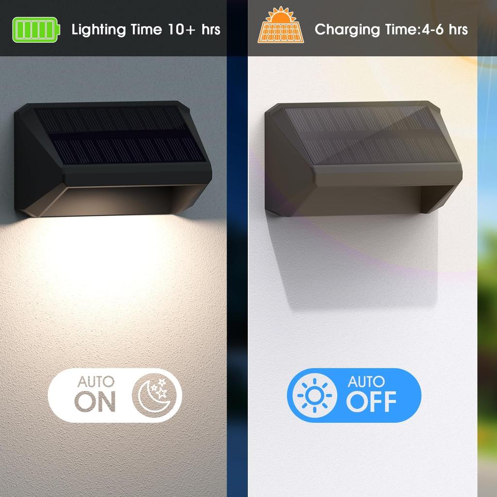 RGBCW Solar Fence Lights Outdoor: Color Changing Deck Stairs Lights IP65 Waterproof - 6 Pack Step Light for Patio Yard Garden Pathway