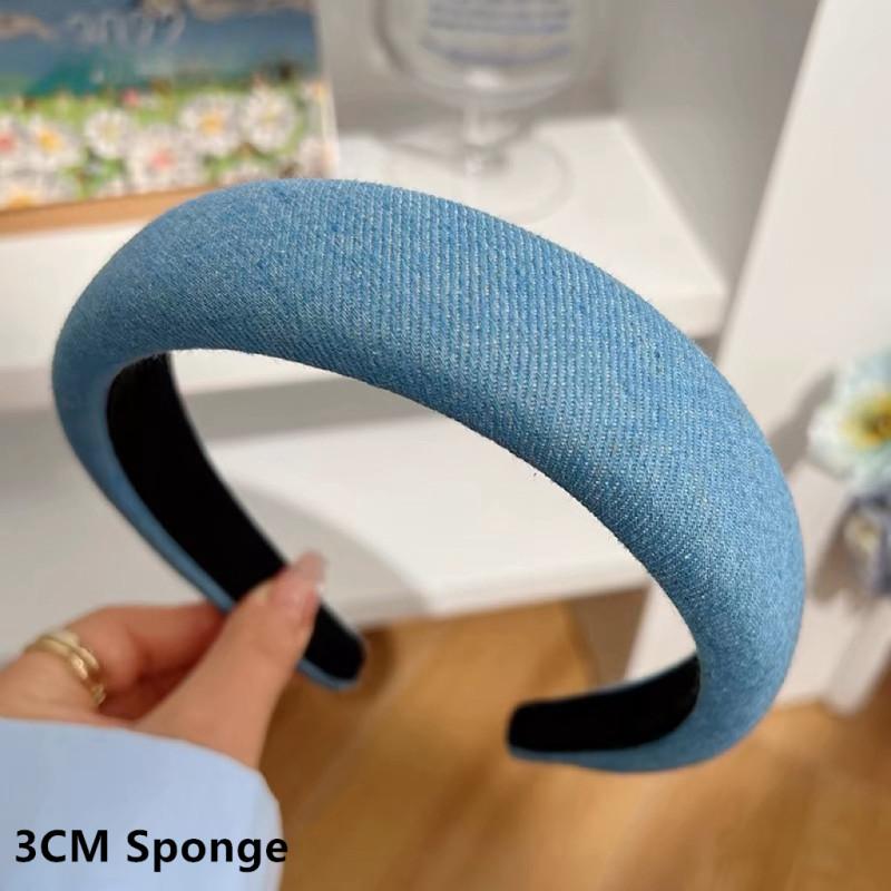 Винтажная джинсовая повязка на голову 3 см Простая губчатая повязка для волос для женщин, девочек, для шопинга, умывания лица, головной убор, классический джинсовый обруч для волос