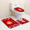 Рождественский коврик для ванной, туалетный трехпредметный набор