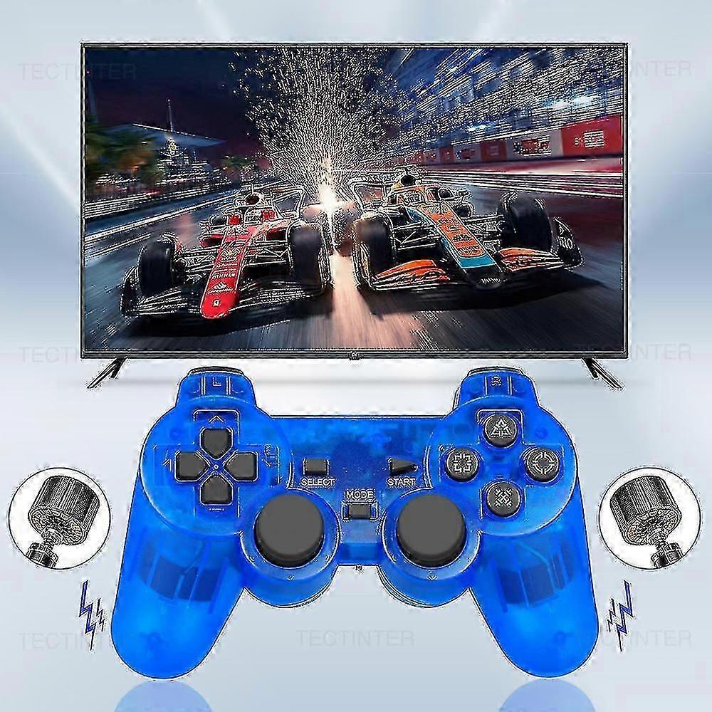 Беспроводной контроллер PS2 с функцией вибрации Dual Shock - Геймпад USB/Bluetooth для PlayStation 2/ПК (Прозрачный дизайн + Дальность 10 м)_CD