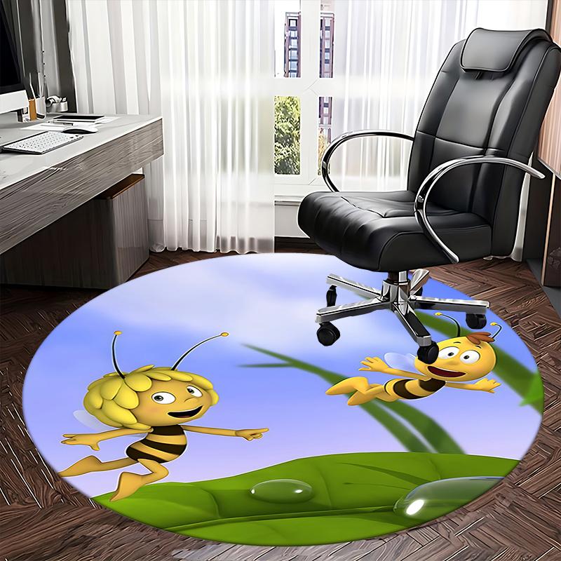 Коврик для стула 'Bee Happy' - Круглый ковер для домашнего декора, офисного использования, идея для подарка - Подходит для спальни