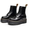 Дырки высокие кожаные ботинки на толстой подошве ботинки до колена британский стиль ручная работа гладкая коровья кожа короткие ботинки рабочие