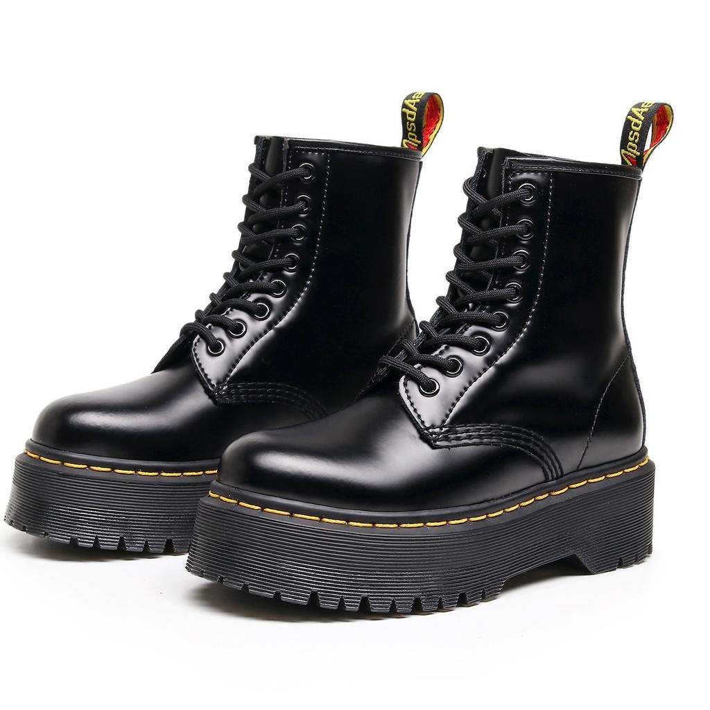 Дырки высокие кожаные ботинки на толстой подошве ботинки до колена британский стиль ручная работа гладкая коровья кожа короткие ботинки рабочие