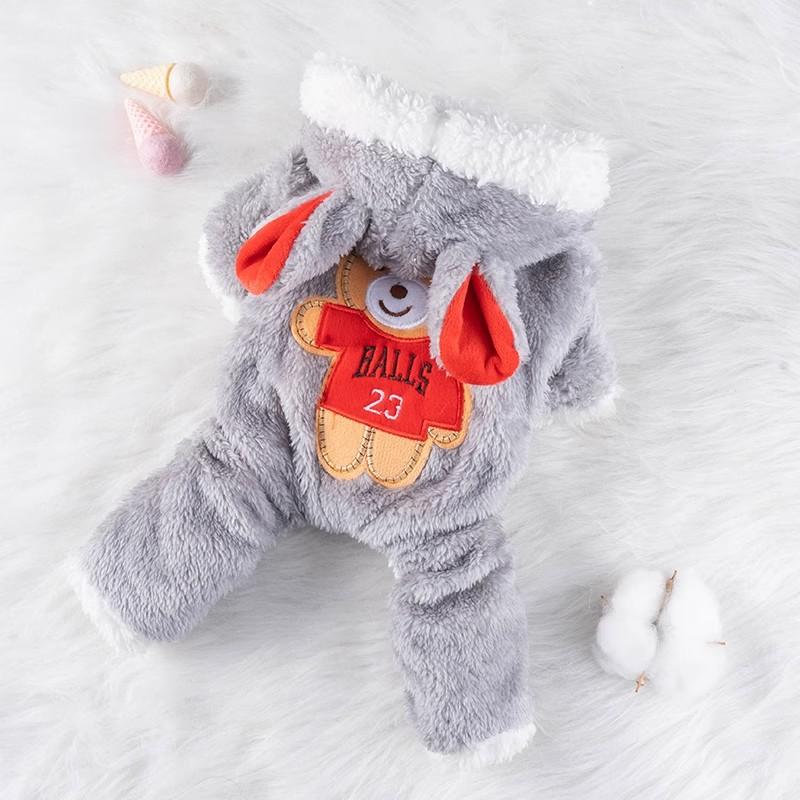 Pet clothes Winter No. 11 Back Bear Fleece Quad Winter Dog clothes Printed cat clothes
