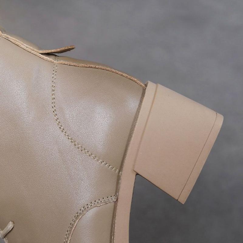 Короткие ботинки на толстом каблуке, женская хлопчатобумажная обувь, средний каблук, универсальные ботинки-мартины на шнуровке, женская обувь с высоким берцем в стиле ретро