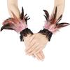 Women's Feather Wrist Cuffs Gothic Feather Fingerless Gloves Wristband Mesh Cuff for Halloween Cosplay Costume Accessories