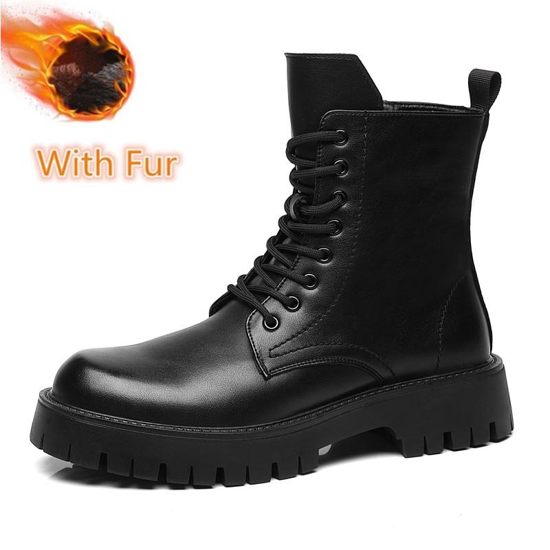 Универсальные мужские ботильоны, мужская повседневная кожаная обувь, мужские мотоциклетные ботинки, зимние плюшевые кроссовки для отдыха на природе, высокие панковские туфли