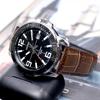 Casio Silver Steel Round Case Graduation Men's Sporty Fashion Leather Watch
