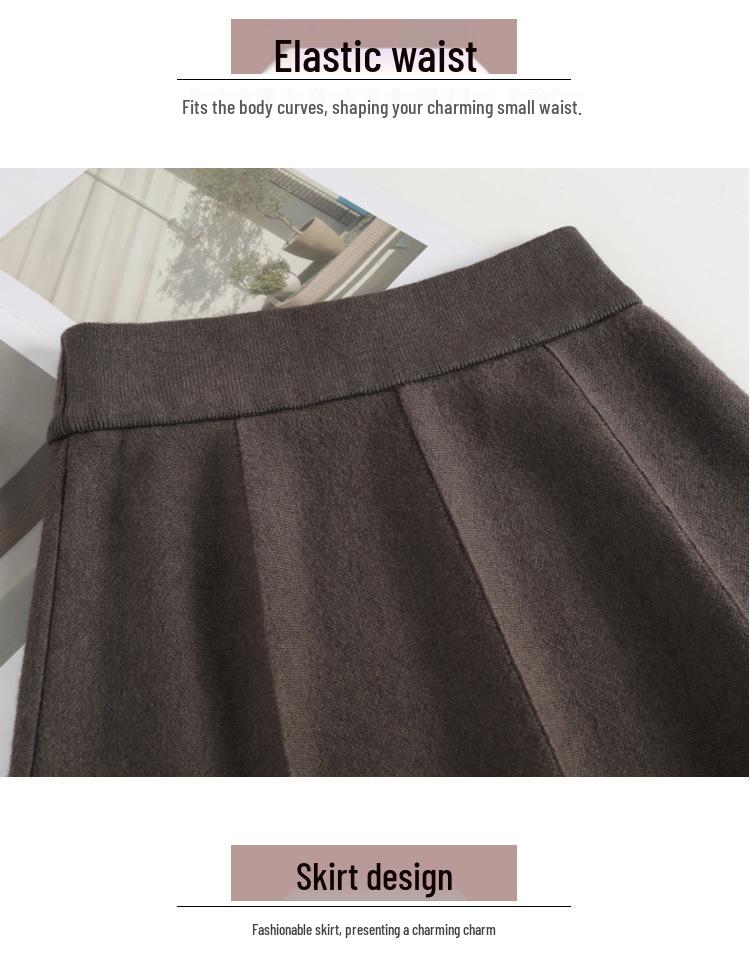 Женское стильное вязаное шерстяное платье с ниспадающей юбкой А-силуэта миди, новинка Осени/Зимы 2025