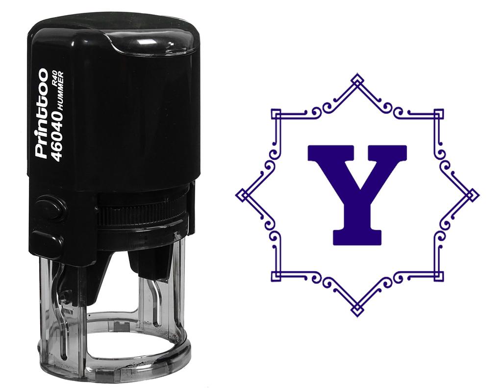 Printtoo Octagon Celtic Swirl Frame Y Alphabet Monogram Self Inking R-40 Rubber Stamp Office