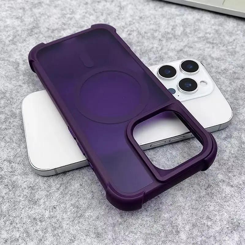 For Magsafe Armor Bumper Matte Phone Case For iPhone 17 Air 15 16 14 12 13 11 17 Pro Max 16 Plus Hard Shockproof Hybrid Cover