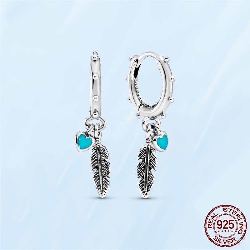 Настоящие оригинальные серьги-гвоздики из стерлингового серебра 925 пробы с цветком маргаритки и перьями в форме сердца, подходят женщинам, модные ювелирные изделия, подарок на помолвку