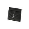 Saint Laurent Ysl Монограмма Серебряный Логотип Текстурированная тисненая стеганая кожаная визитница Женская визитница Черный 423291-BOW02-1000