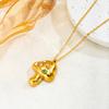 Titanium Steel Gold Mushroom Necklace Lucky Symbol Embedded with Zirconium Pendant Plated with True Gold for Color Protection CLE