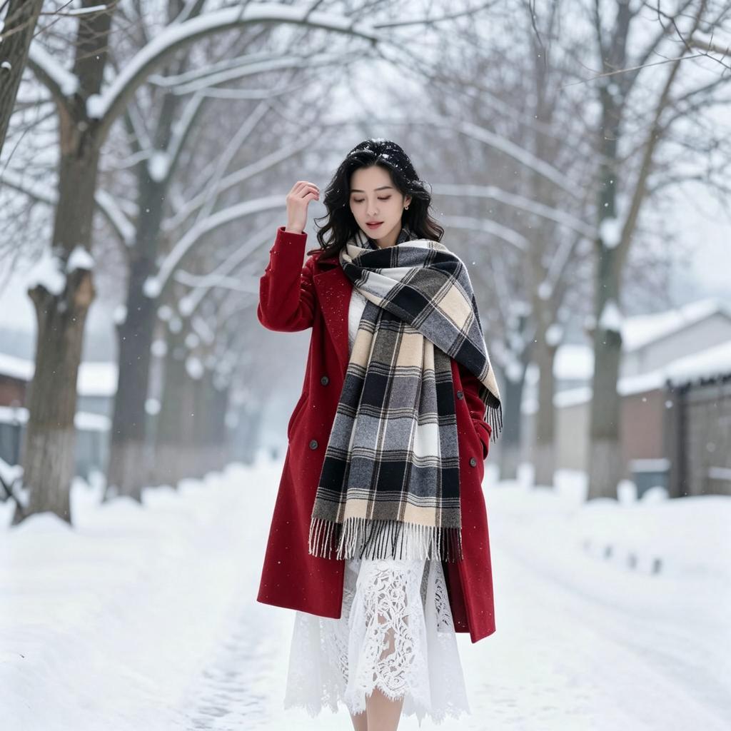 Harbin Tourism Blue Scarf Women's Autumn and Winter Atmosphere Advanced Warm Equipment Northeast Wear Scarf
