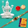 Рахи для брата с идолом Шивы Подарочный Комбо Набор - Подарок Рахи для брата бхайя - Комбо из 4 (1 Идол Шивы, 1 Рахи, Набор для тилаки, Открытка)