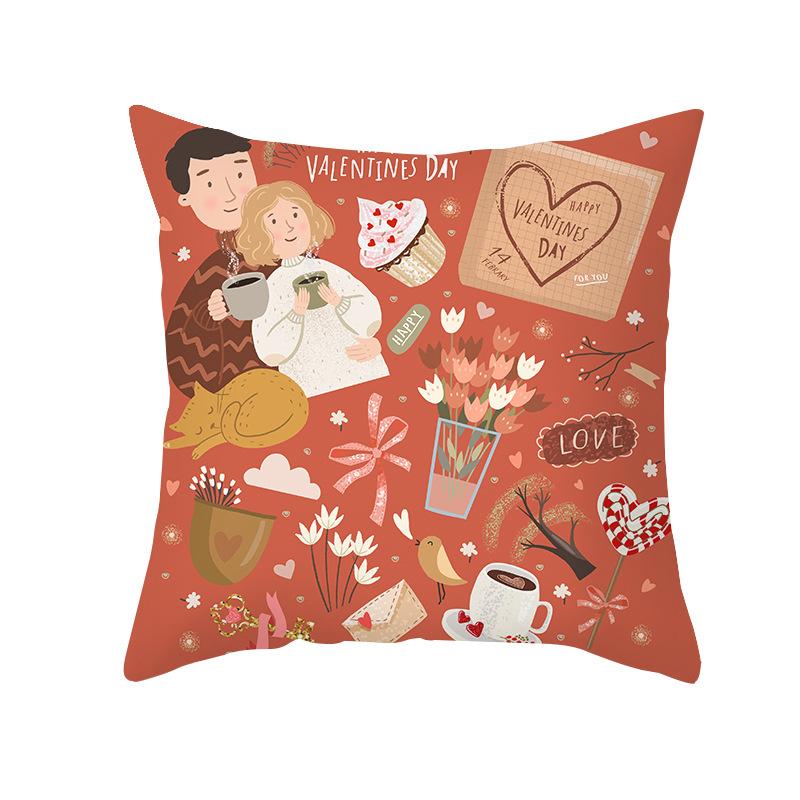 Valentine'S Day Throw Pillow Cover For Home Sofa Armrest Cover Short Plush Printed Cushion Cover For Living Room And Bedroom