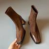 Fashion 2024 Hot Sale Shoes Female Mid-Calf Women's Boots Concise Modern Boots Women Sewing Square Toe Med Heel Slip On Shoes Women