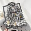 Spring and Autumn New Creative Thousand Birds Grid Floral Printed Scarf Women's Travel Photography Photography with Thin Shawl