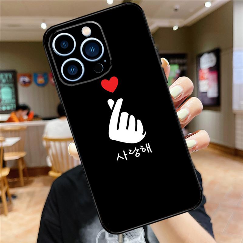 Kpop Finger Heart Case For iPhone 17 16 14 13 12 11 15 Pro Max Mini Plus 16e 17 Air Bumper Cover Accessories