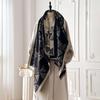 Women's Luxury Brand Cashmere Winter Scarf - Vintage Printed Shawl with Tassels, Pashmina Wrap & Bandana Poncho