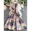 High End Temperament Sleeveless Formal Dress Dress Women Summer New High Sense Print Waist Hugging Slimming Puffy Big Hemline Long Dress