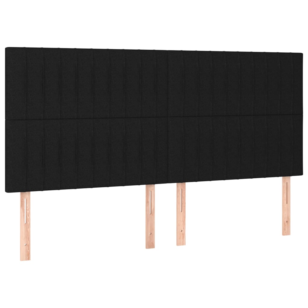 Vidaxl Zagłówki Do Łóżka, 4 Szt., Czarny, 80X5X78/88 Cm, Tkanina