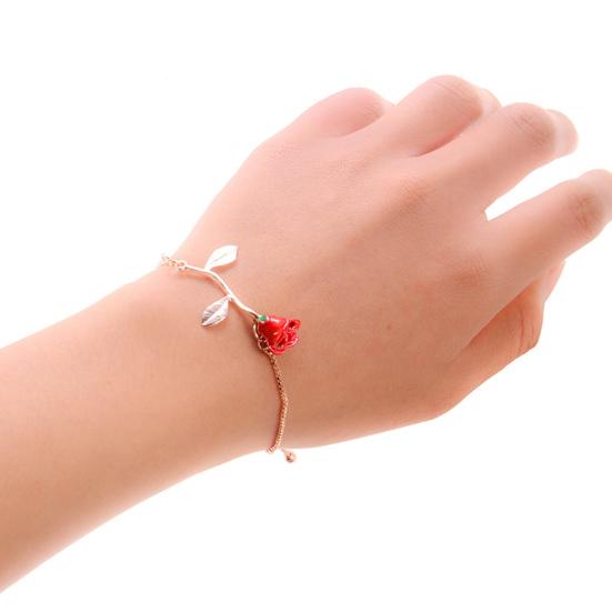 Элегантный браслет с подвеской в ​​виде розы, регулируемый браслет, женский ювелирный подарок