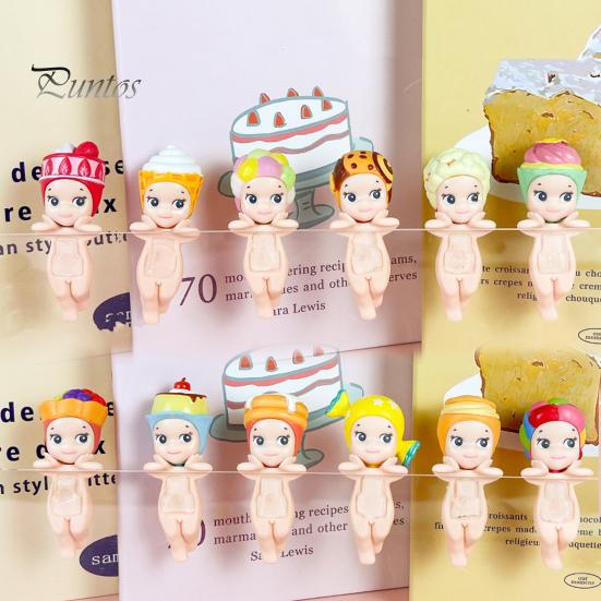 12 шт., держащая подбородок ангела, кукла, фрукт, головной убор, животное, фигурка ангела, ПВХ, мультяшная фигурка ангела, книжная полка, настольное украшение, орнамент