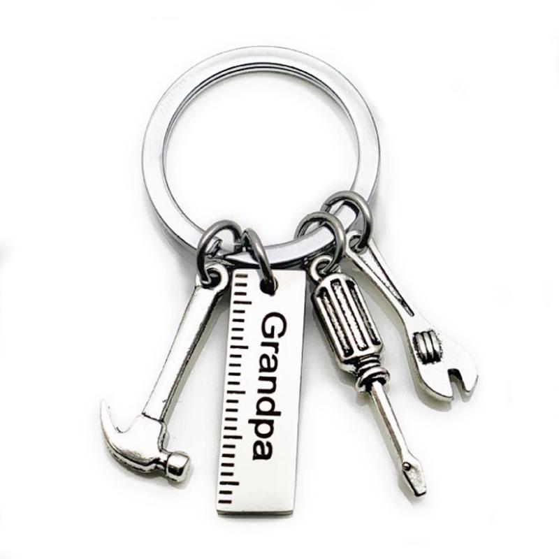 Fashion Dad Letters Keychains Creative Hammer Screwdriver Wrench Keyring Handbag Decor Tassel Hanging Pendant Father's Day Gifts