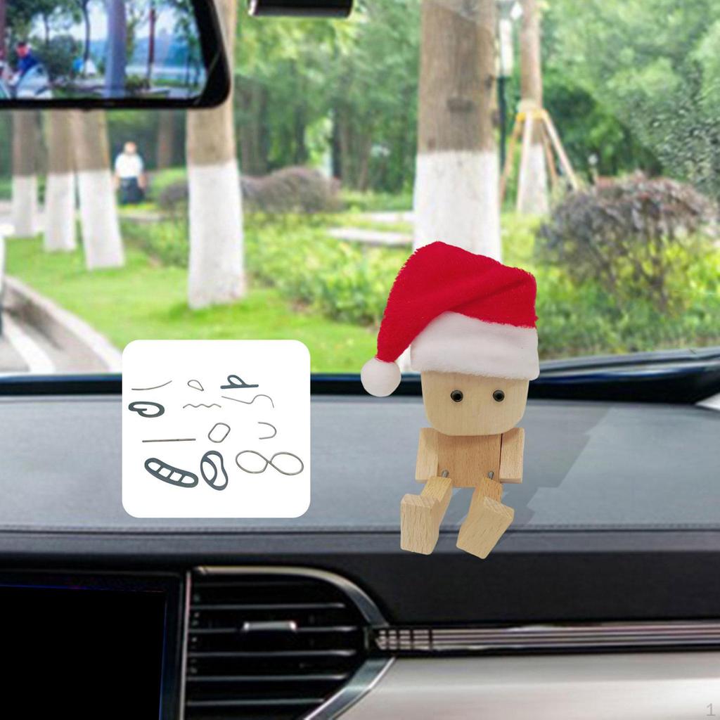 Shaking Feet Wooden Doll Ornament Auto Accessories for Home Decor