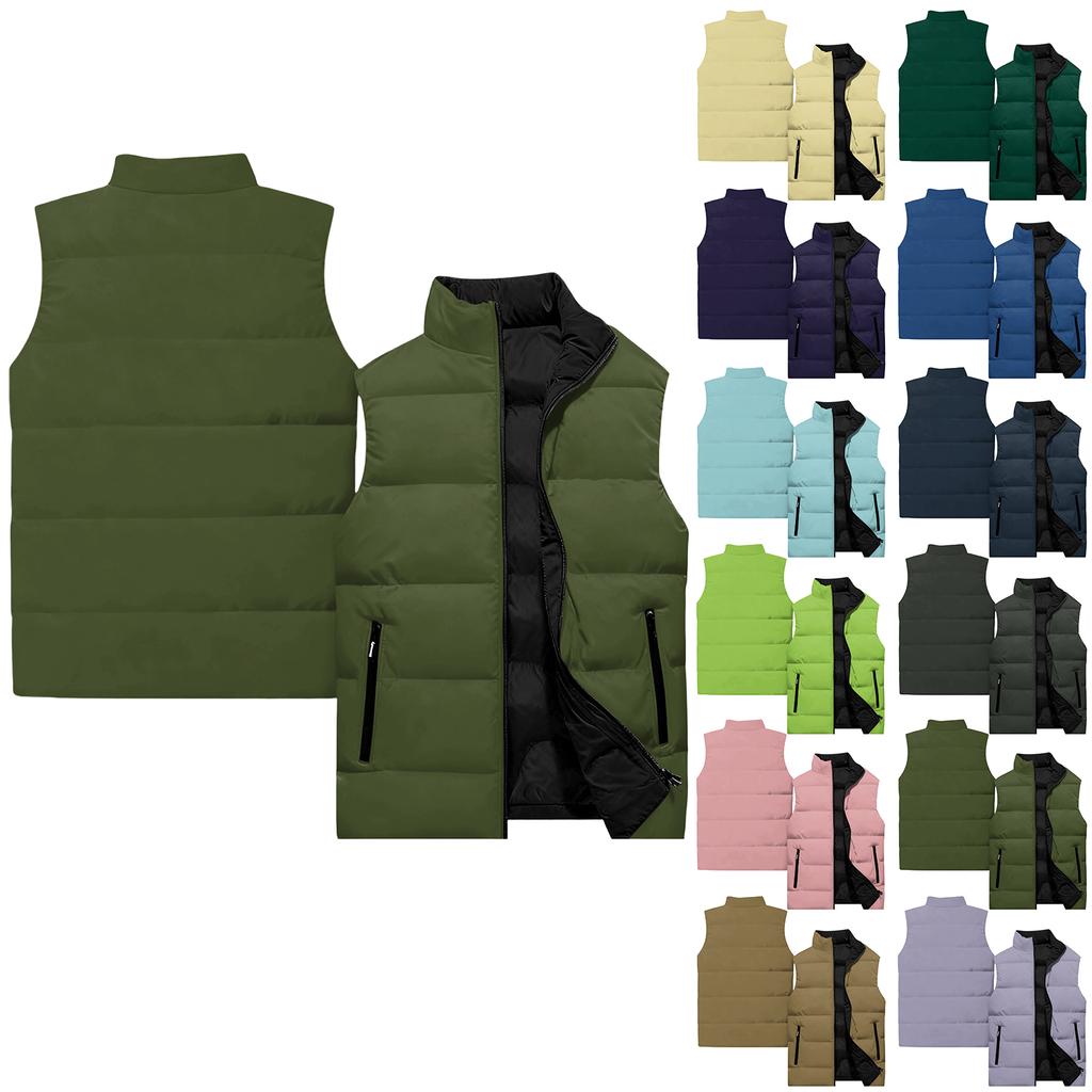 Men's Casual And Fashionable Sleeveless Vest, Solid-color Printed Cotton Jacket