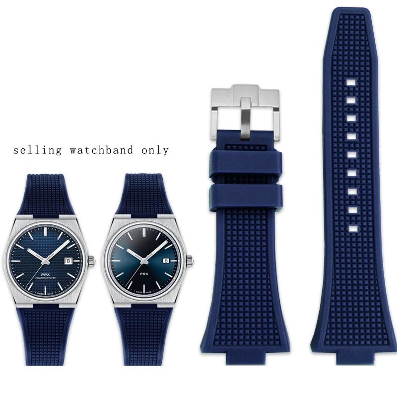 Raised Silicone Bracelet for TISSOT PRX Super Player T137.407/410 Series White Luminous Silicone Watch Strap for Men's Wristband